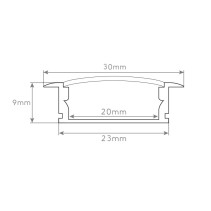 PERFIL ALUMÍNIO EMBUTIR 068 30 X 9 X 2000mm