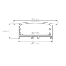 PERFIL ALUMÍNIO EMBUTIR 5035M 65 X 35 X 3000mm