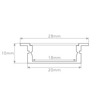 PERFIL ALUMÍNIO EMBUTIR 010 28 X 5 X 2000mm