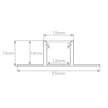 PERFIL ALUMÍNIO EMBUTIR PLADUR MX 55 X 15 X 2000mm