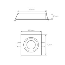 ARO GU10/MR16 PLANO QUADRADO BRANCO ORIENTÁVEL