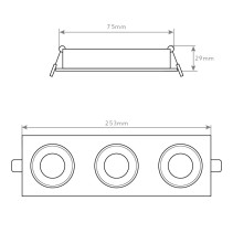 ARO GU10/MR16 RETANGULAR BRANCO TRIPLO