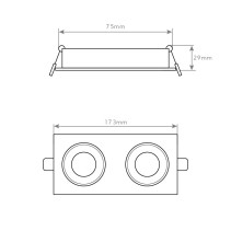 ARO GU10/MR16 RETANGULAR BRANCO DUPLO S24