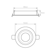 ARO GU10/MR16 PLANO REDONDO PRETO ORIENTÁVEL