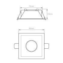 ARO GU10/MR16 RECUADO QUADRADO PRETO