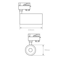 PROJ. DE CALHA TRIFÁSICO SERIE L PRETO 30W 3000K