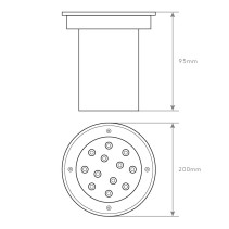 PROJETOR DE CHÃO REDONDO 12X1W 6400K