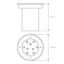 PROJETOR DE CHÃO REDONDO 9X1W 3000K