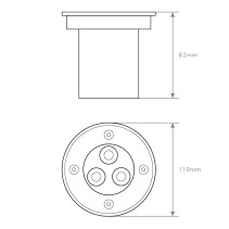 PROJETOR DE CHÃO REDONDO 3X1W 3000K