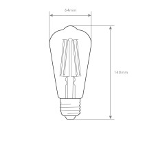 LÂMPADA ST64 E27 8W FILAMENTO ÂMBAR DIMÁVEL 2700K