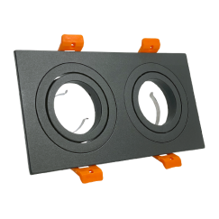 ARO GU10/MR16 PLANO 2*GU10 PRETO ORIENTÁVEL